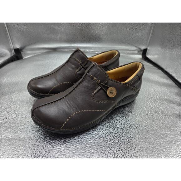 Clarks Shoes Women’s 8 Unstructured UnLoop Brown Leather Orthotic Clog Style - Picture 1 of 9